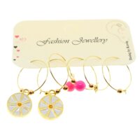 Toptan Altın Renk Limon Kombin Küpe - 1937