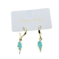 Toptan Gümüş Renk Turkuaz Mineli Şimşek Yıldırım Küpe - 1973