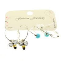 Toptan Gümüş Renk Arı  Kombin Küpe - 1955