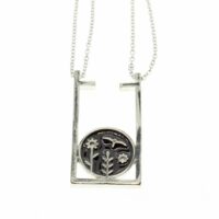 Toptan Gümüş  Renk Zirkon Taşlı Siyah Kuş Çiçek Kolye - 1887