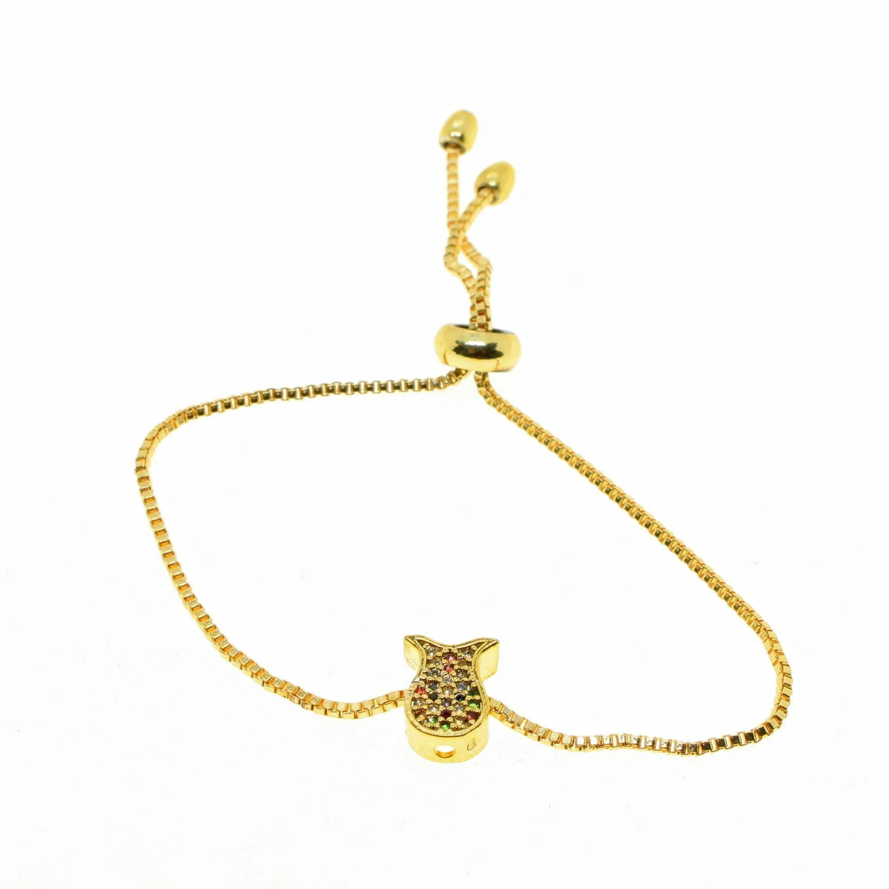 Toptan Altın Renk Lale  Model Asansör Zirkon Bileklik - 2015 - Görsel 2