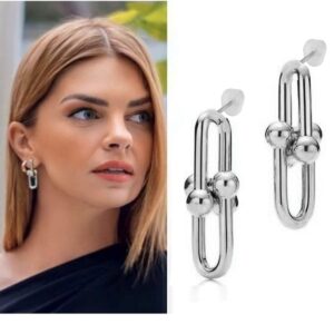 Toptan Gümüş Kaplama Kısa İkili Tiffany Blanca Küpe - 2112