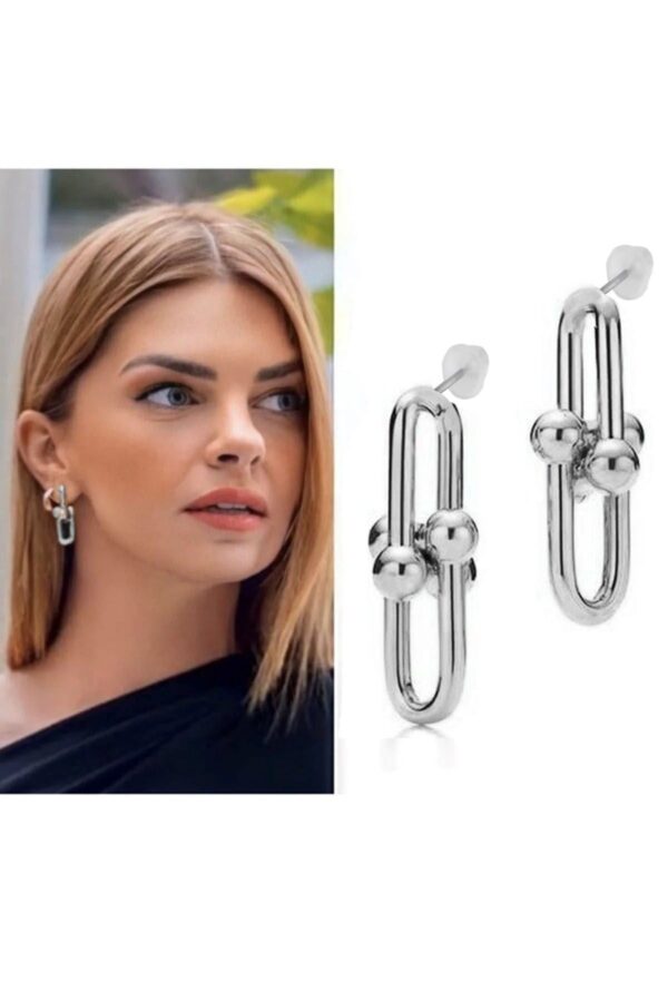 Toptan Gümüş Kaplama Kısa İkili Tiffany Blanca Küpe - 2112