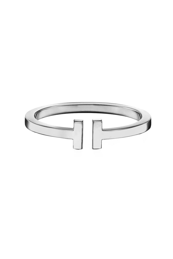 Toptan Gümüş Renk Tiffany Model T Uçlu Desenli Kelepçe Bileklik - 2117 - Görsel 3