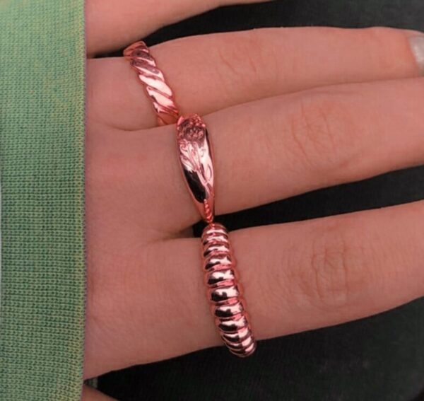 Toptan Kadın 3'lü Kombin Rose Yüzük Seti - 423