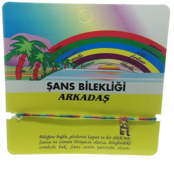 Toptan Altın Renk Karışık Arkadaş Şans Bilekliği - 2293 - Görsel 4