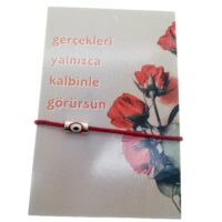 Toptan Altın Renk Kırmızı İp Boru Nazar Arkadaş Şans Bilekliği - 2288