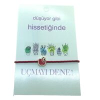 Toptan Altın Renk Kırmızı İp Elma Kırmızı Mineli Arkadaş Şans Bilekliği - 2291