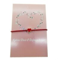 Toptan Altın Renk Kırmızı İp Kalp Kırmızı Mineli Arkadaş Şans Bilekliği - 2287