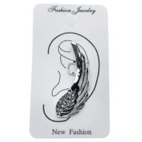 Toptan Gümüş Renk Kanat Model Taşlı Kıkırdak Küpe - 2369