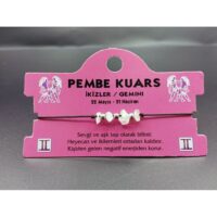 Toptan Doğaltaş İkizler Burçu Pembe Kuars Taşı Burç Bileklik  - 2325