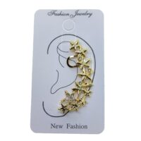 Toptan Altın Renk Çoklu Yıldız Model Taşlı Kıkırdak Küpe - 2382