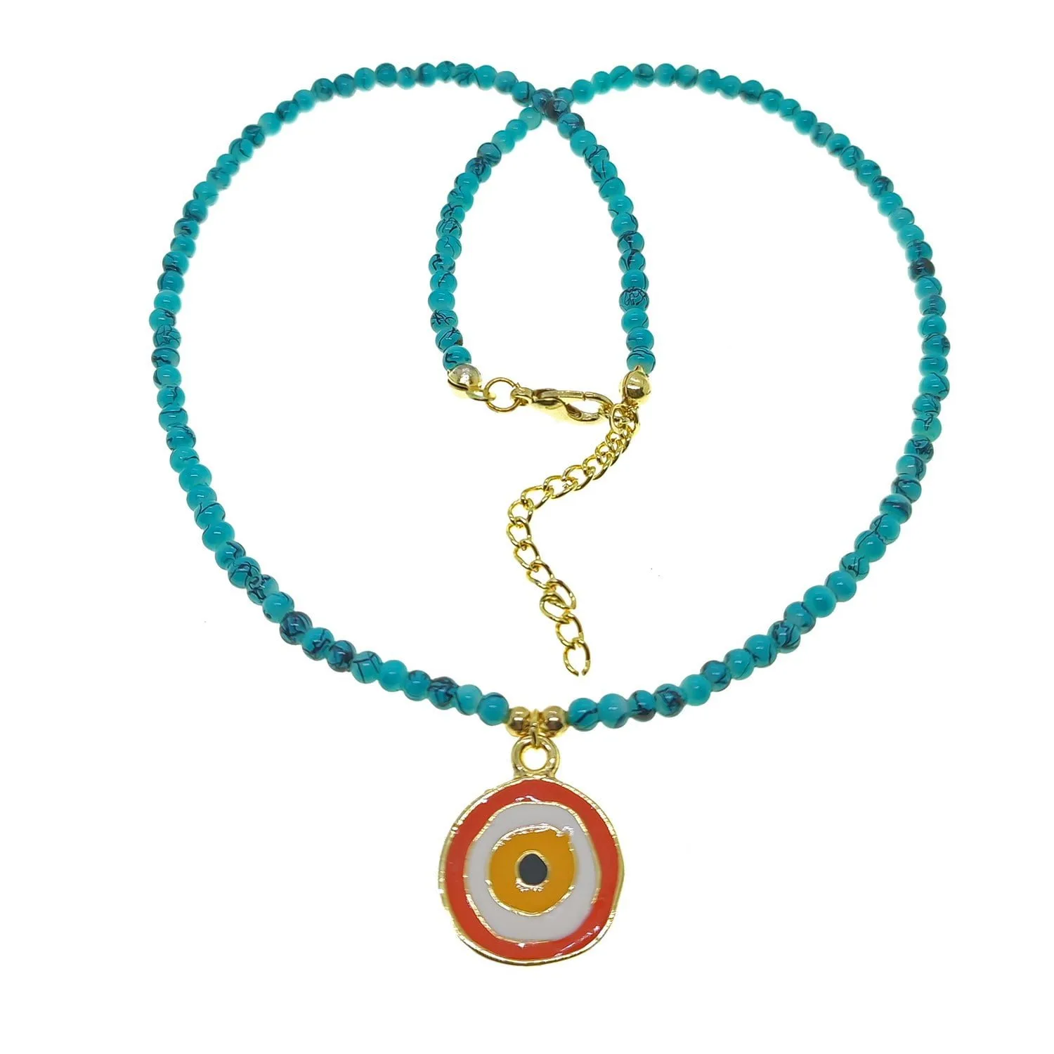 Toptan Altın Renk Kristal Cam Boncuk Karışık Yazlık Kolye - 2155 - Görsel 18