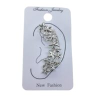 Toptan Gümüş Renk Çoklu Yıldız Model Taşlı Kıkırdak Küpe - 2381