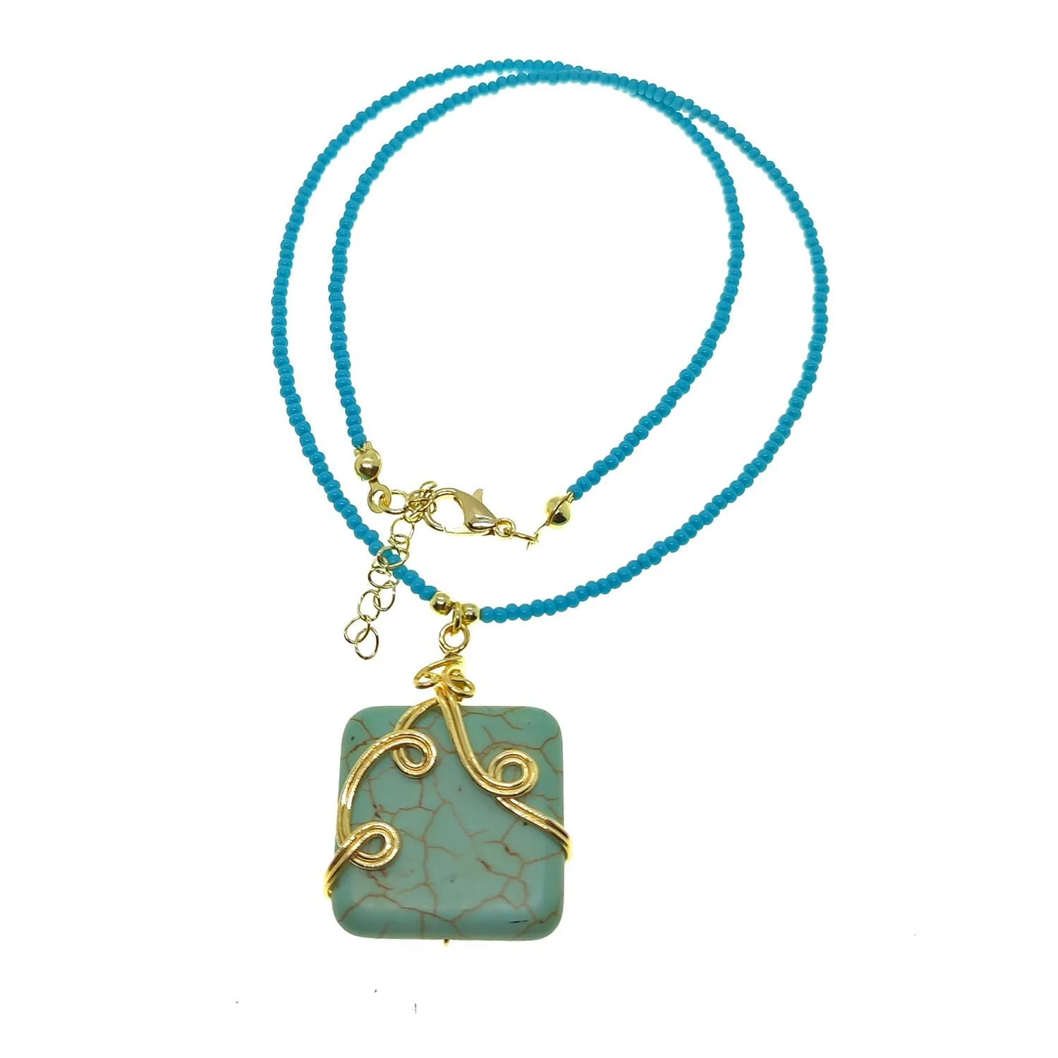 Toptan Altın Renk Kristal Cam Boncuk Karışık Yazlık Kolye - 2155 - Görsel 15