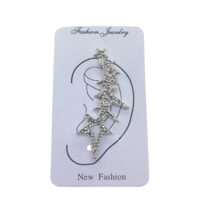 Toptan Gümüş Renk Kutup Yıldızı Model Taşlı Kıkırdak Küpe - 2388