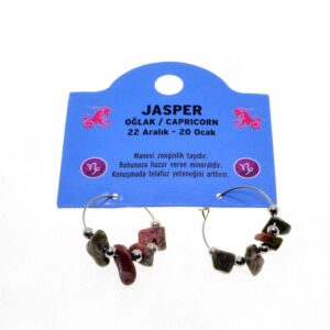 Toptan Doğaltaş Oğlak Burçu Jasper Taşı Burç Küpe - 2338