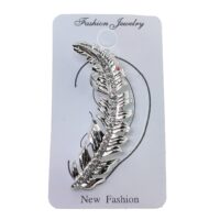 Toptan Gümüş Renk Kuş Tüyü Model Taşlı Kıkırdak Küpe - 2385