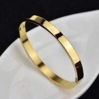 Toptan Düz Kartier Model Bileklik Gold Renk Kelepçe - 238