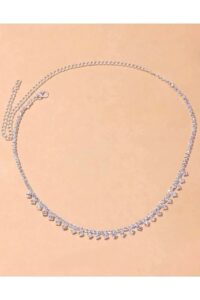 Toptan Gümüş Renk Kadın Zirkon Üç Sıra Su Yolu Model Vip Kolye - 2399