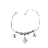 Toptan Gümüş Renk Yonca Sedefli Yonca Pandora Çelik Bileklik - 2589