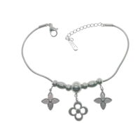 Toptan Gümüş Renk Sallantılı İçii Boş Bulut Pandora Çelik Bileklik - 2595