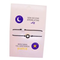 Toptan Altın Renk Ay Yıldız  Arkadaş Şans Bilekliği - 2687