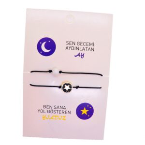 Toptan Altın Renk Ay Yıldız  Arkadaş Şans Bilekliği - 2687