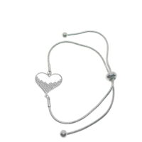 Toptan Gümüş Renk Kalp  Asansör Çelik Bileklik - 2599
