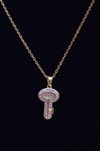 Toptan Altın Renk Anahtar  Çelik Kolye - 2501