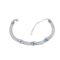 Toptan Gümüş Renk Telkari Sedef Çelik Bileklik - 2633