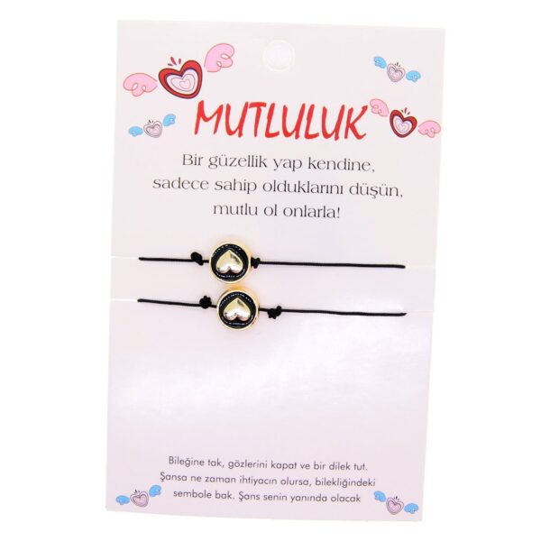 Toptan Altın Renk Kalp Mutluluk Arkadaş Şans Bilekliği - 2694