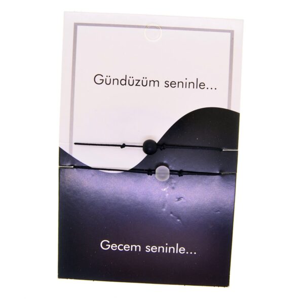 Toptan Altın Renk Gündüz Gece  Arkadaş Şans Bilekliği - 2689 - Görsel 2