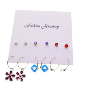 Toptan Gümüş Renk Papatya Kombin Karışık Küpe - 2701