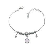 Toptan Gümüş Renk Sallantılı Yuvarlak Pandora Çelik Bileklik - 2593