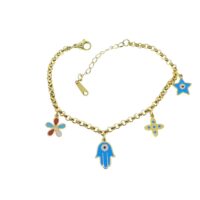 Toptan Altın Renk El Yıldız  Çelik Bileklik - 2620