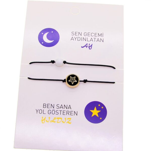 Toptan Altın Renk Ay Yıldız  Arkadaş Şans Bilekliği - 2687 - Görsel 2