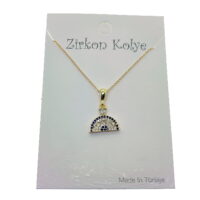 Toptan Altın Renk Yarım Kubbe Nazar Göz Model Zirkon Kolye  - 2750