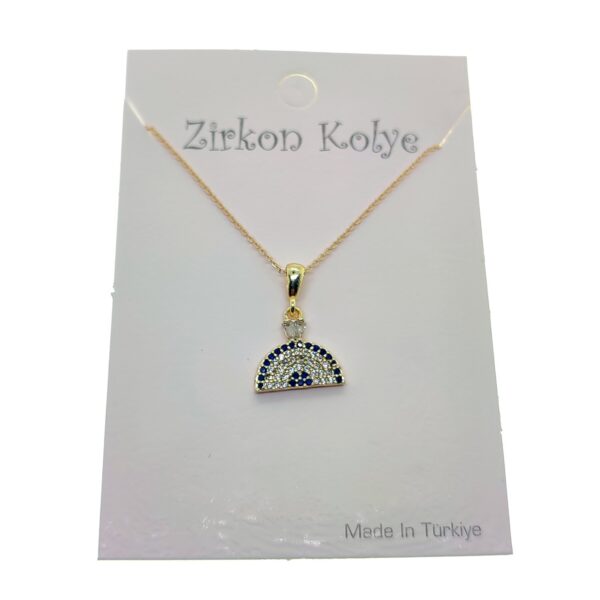 Toptan Altın Renk Yarım Kubbe Nazar Göz Model Zirkon Kolye  - 2750 - Görsel 2