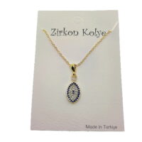 Toptan Altın Renk Mekik Göz Nazar Model Zirkon Kolye  - 2756