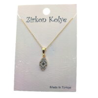 Toptan Altın Renk Mekik Model Zirkon Kolye  - 2741