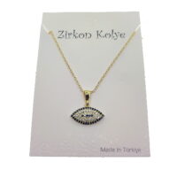 Toptan Altın Renk Mekik  Model Zirkon Kolye  - 2745