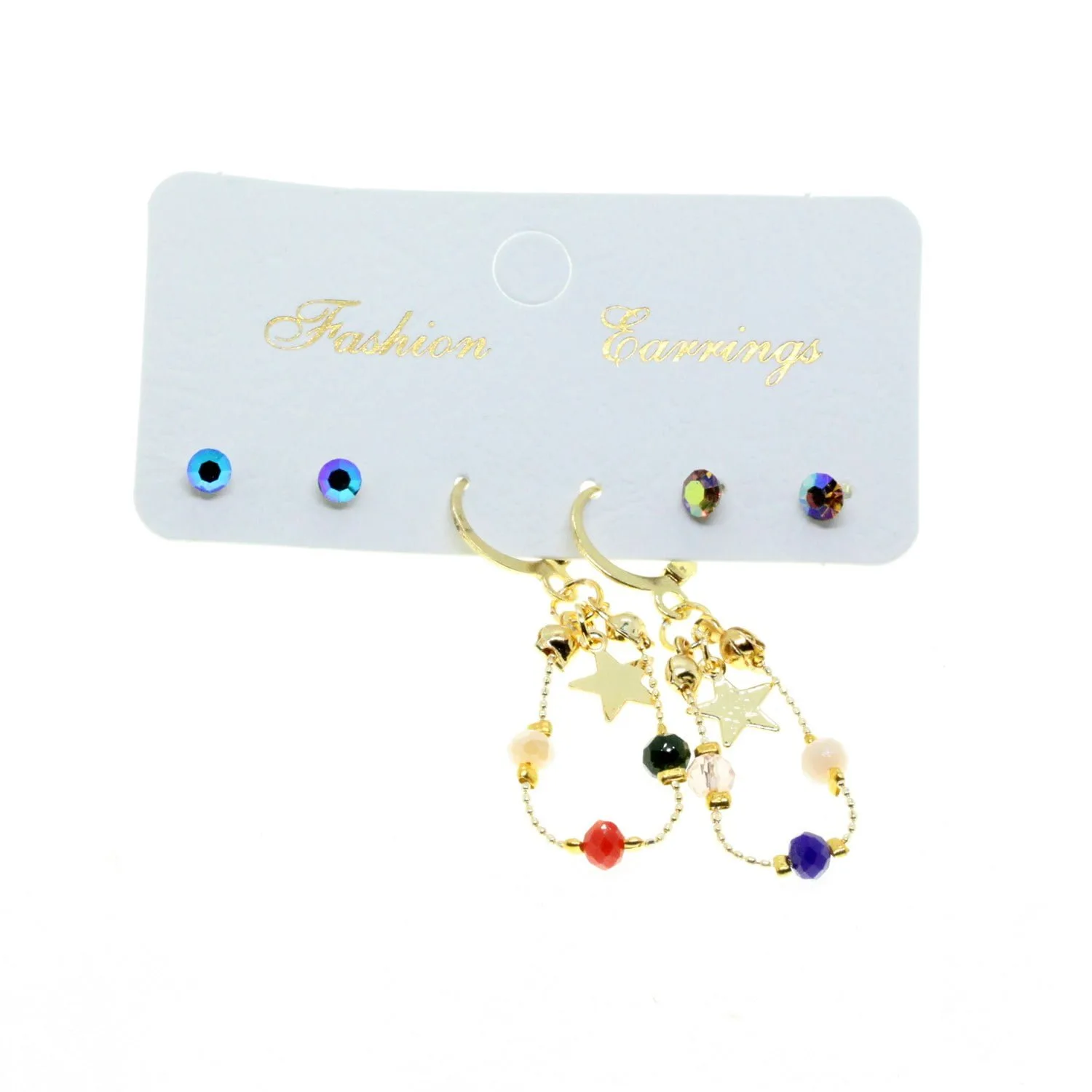 Toptan Altın Renk Yıldız Yuvarlak Kombin Asorti Boncuk Küpe - 2835 3 Toptan Altın Renk Yıldız Yuvarlak Kombin Asorti Boncuk Küpe - 2835