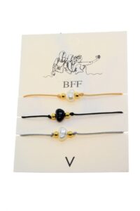 Toptan Üç Renk Barok İnci Arkadaş Bilekliği - 2884