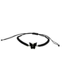 Toptan Altın Renk Kelebek Siyah Renk Makrome Asansör Bileklik  - 2889