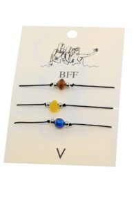 Toptan Üç Renk Siyah İp  Seramik Arkadaş Bilekliği - 2885