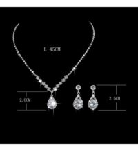 Toptan Gümüş Renk Düğün Nişan Kına Damla Zirkon Taşlı Bayan Abiye Küpe Kolye Set Takım - 2929 9 0d2fca59552a4efabdb44e0876d27b2f-toptan taki