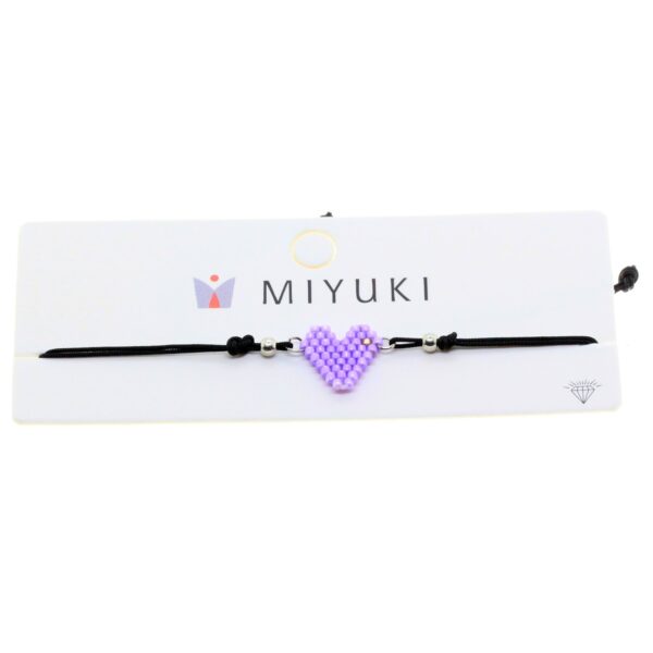 Toptan Altın Renk Mor Kalp Model Miyuki Bileklik - 2939 - Görsel 2