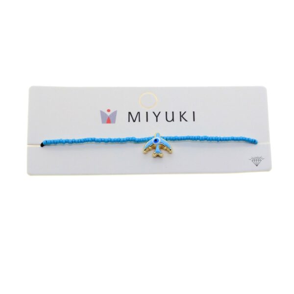Toptan Altın Renk Turkuaz Mineli Kuş Model Miyuki Bileklik - 2955 - Görsel 2
