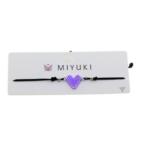 Toptan Altın Renk Mor Kalp Model Miyuki Bileklik - 2939 - Görsel 3